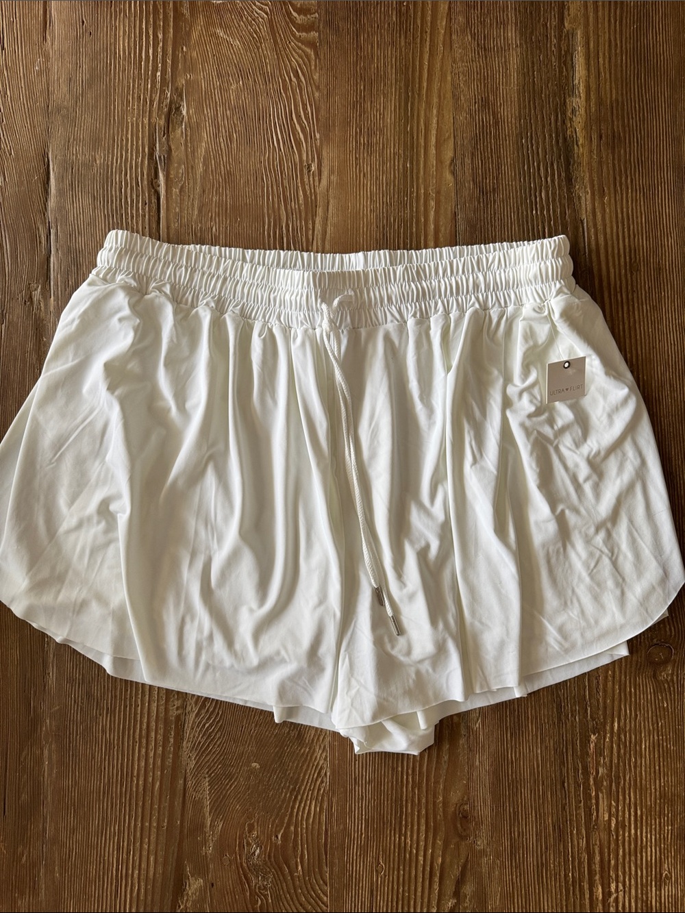 Ultra Flirt White Women's Drawstring Athletic Skort Shorts